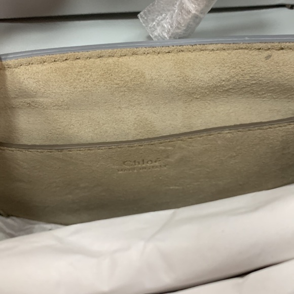 CHLOE MINI DREW CALF LEATHER CROSSBODY W/SILVER TONE JEWELRY CHAIN IN AIRY GREY - Picture 15 of 16